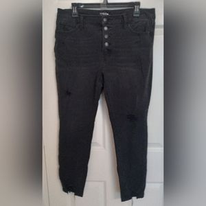 Time and Tru High Rise Skinny Black Distressed Jeans Size 14